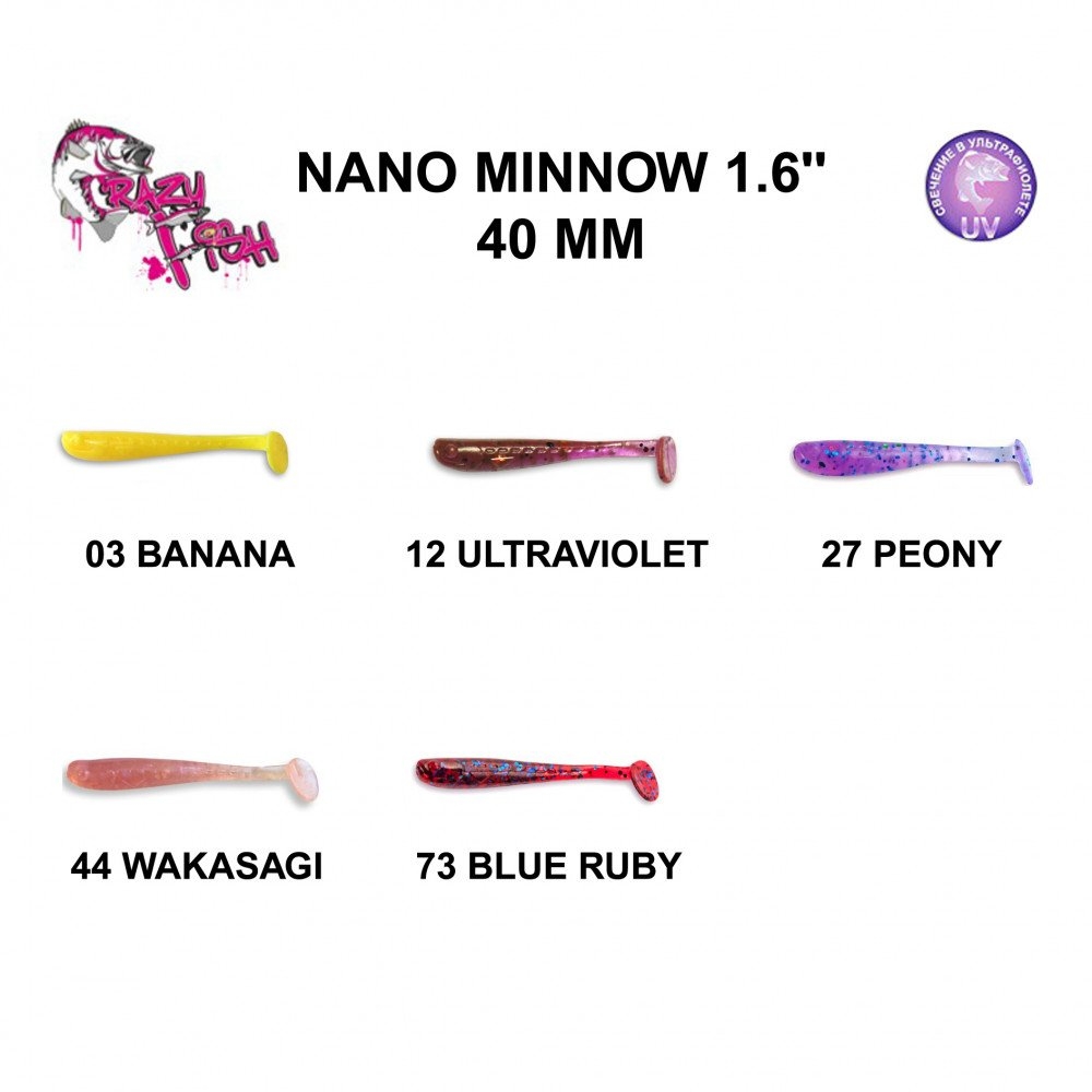 Crazy Fish Nano Minnow 1.6'' 4.0 mm 03 BANANA