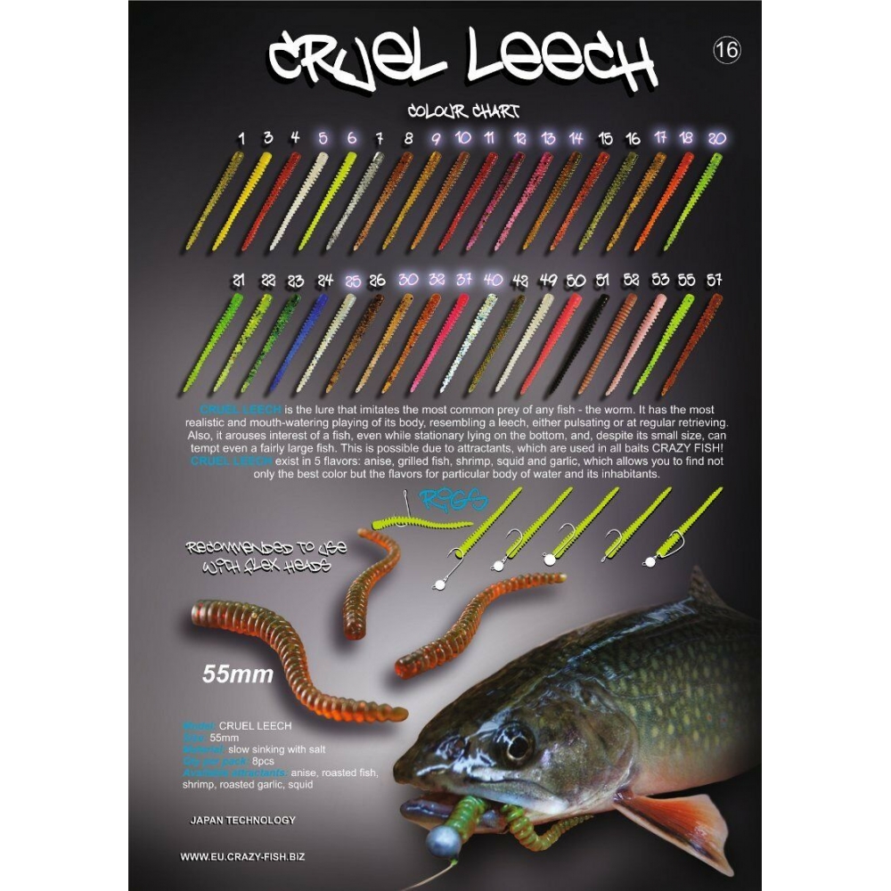 Crazy Fish Cruel Leech 55MM Color:3