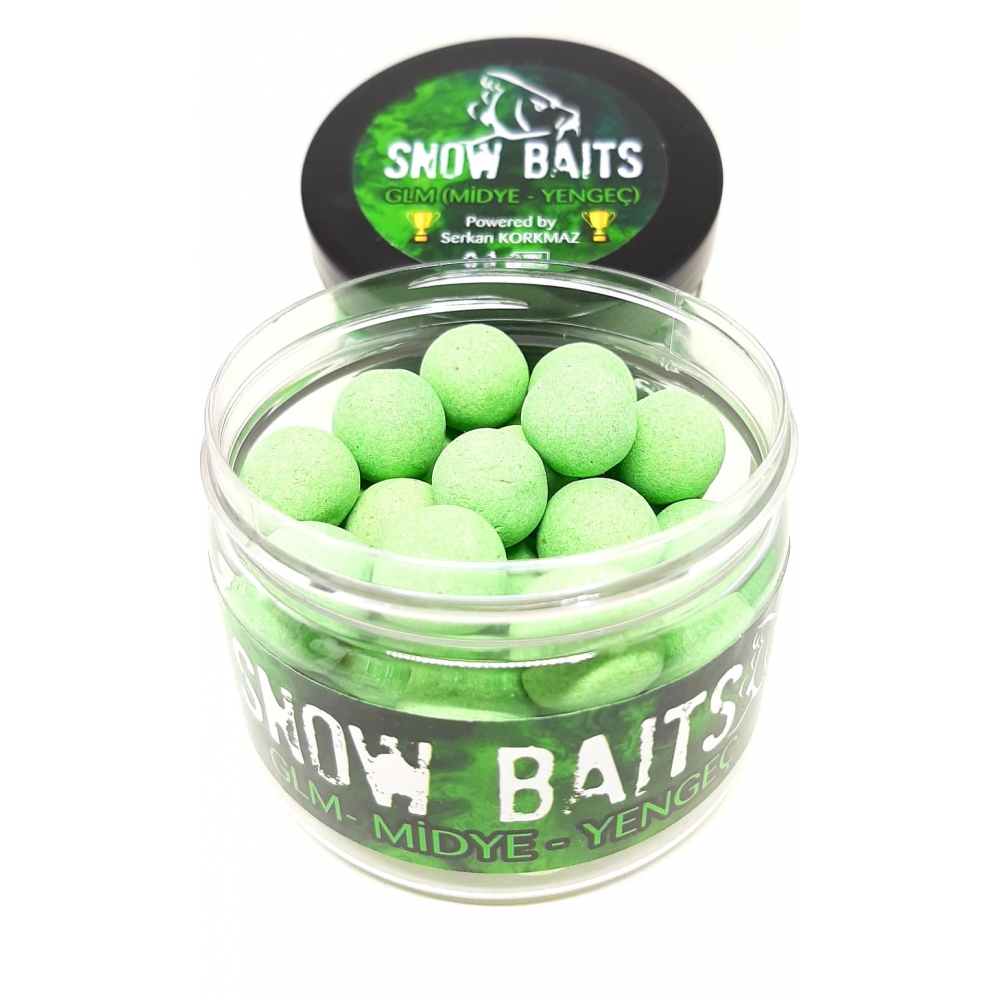 Snow Baits GLM (Midye&Yengeç) 15mm Dumbell Pop Up Yüzen Yem Floura Yeşil