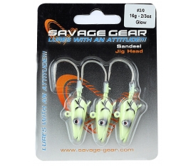 Savage gear Sandeel Jig Head 16g 3/0 - 3pcs Glow Suni Yem